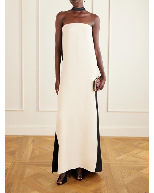 Valentino Garavani Natural Strapless Scarf-Detailed Silk-Cady Gown