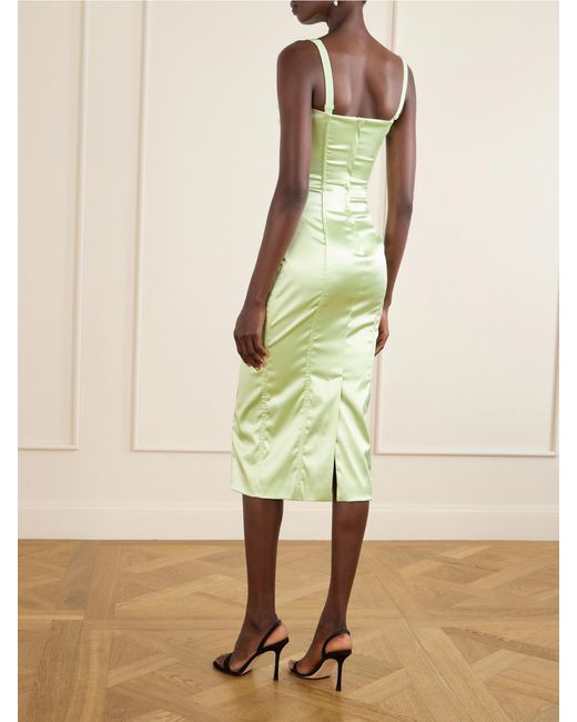 Dolce & Gabbana Green Satin Bustier Midi Dress