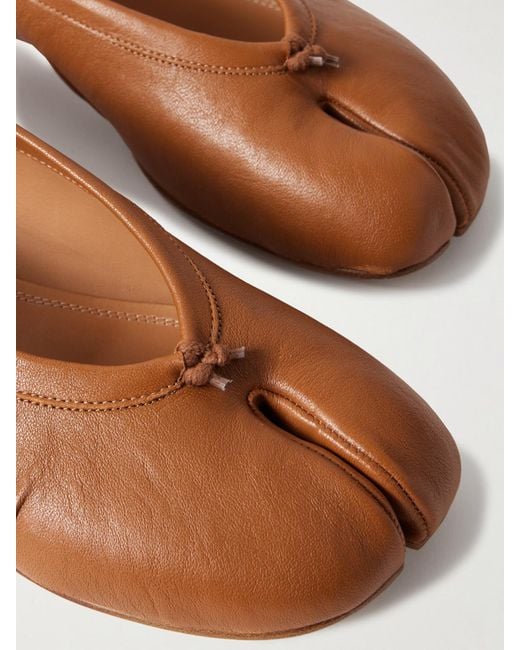 Maison Margiela Brown Tabi Split-Toe Leather Ballet Flats