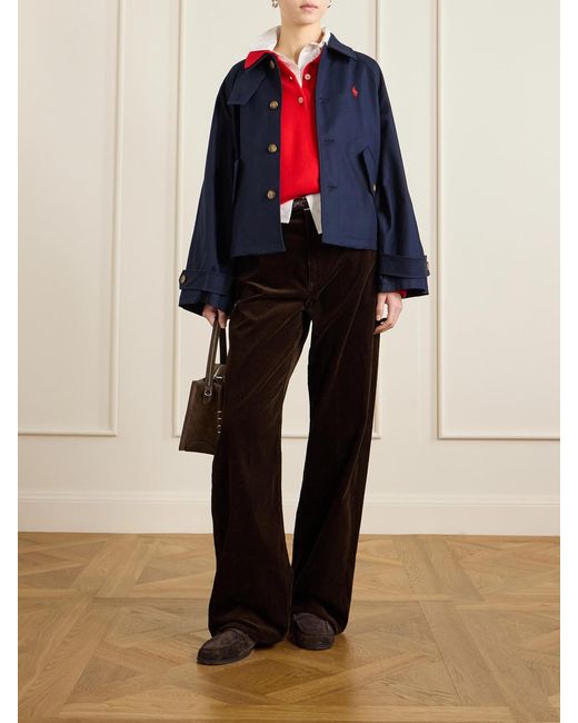 Polo Ralph Lauren Blue Embroidered Cotton-Gabardine Jacket