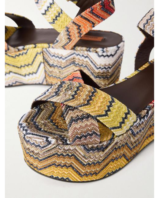 Missoni Metallic Julia Striped Woven Lurex Platform Sandals