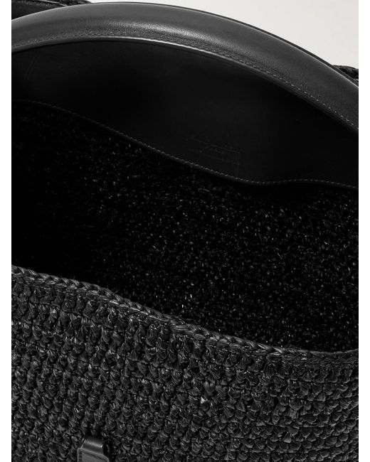 Saint Laurent Black Le 37 Leather-Trimmed Raffia Bucket Bag