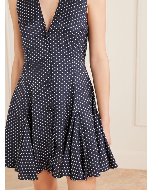 Doen Blue Aubrey Polka-Dot Silk-Blend Twill Mini Dress