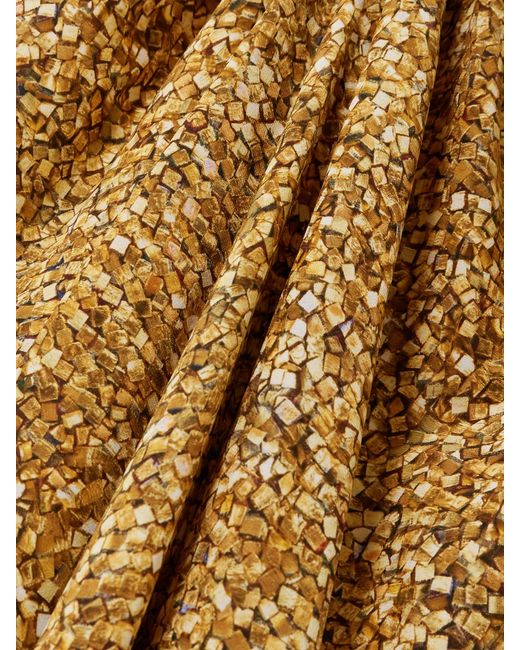 Isabel Marant Metallic Albini Printed Gathered Silk-Blend Midi Dress