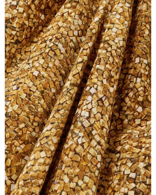 Isabel Marant Metallic Albini Midikleid Aus Einer Bedruckten Seidenmischung Mit Raffungen