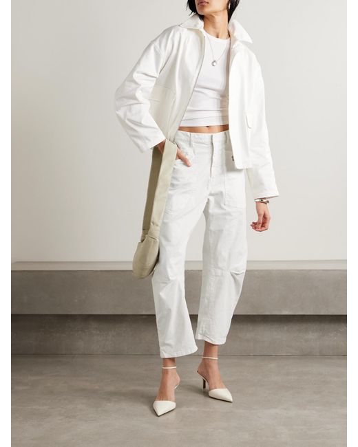 Nili Lotan White Shon Barrel-Hose Aus Twill Aus Einer Baumwollmischung