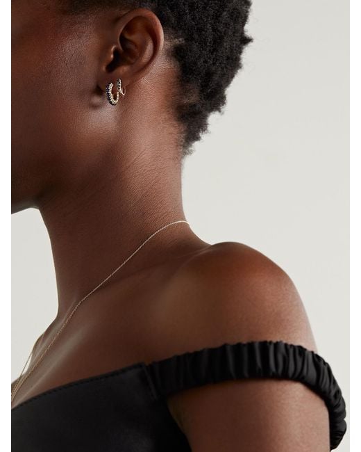 Ileana Makri Black Rivulet Medium 18-Karat Diamond Hoop Earrings