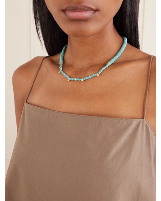 Joolz by Martha Calvo Blue Ella And Crystals 14-Karat-Plated Beaded Necklace