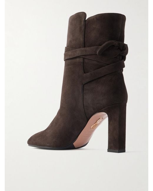 Aquazzura Black Very Bow Tie 105 Ankle Boots Aus Veloursleder