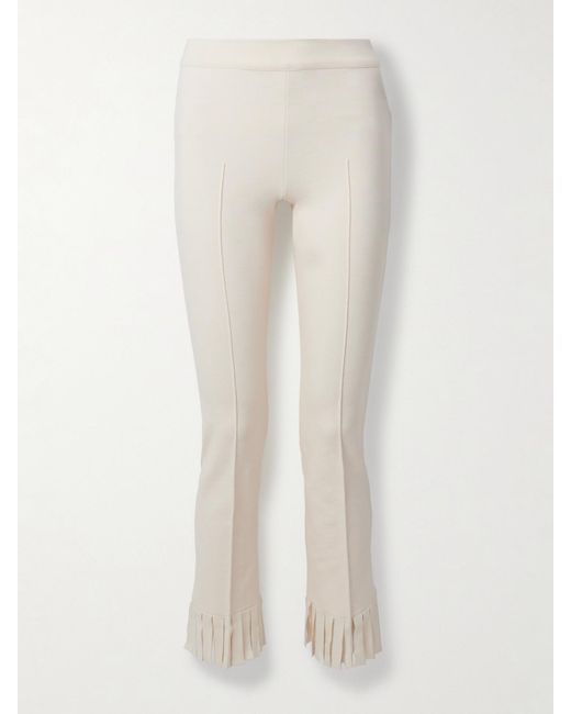 High Sport White Louis Fringed Cotton-Blend Jacquard Straight-Leg Pants