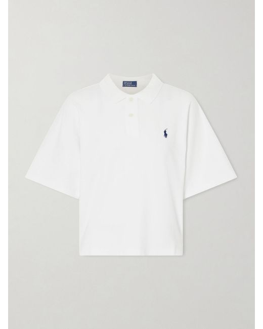 Polo Ralph Lauren White Embroidered Cotton-Piqué Polo Shirt