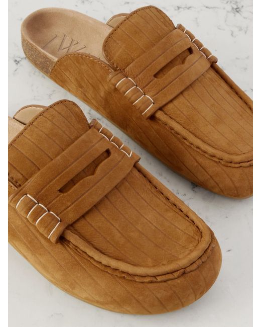 J.W. Anderson Brown Stitch Ribbed Nubuck Mules