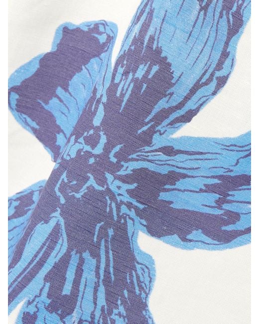 Robe Longue Bustier En Lin À Imprimé Fleuri Nosso Amor ANDRES OTALORA en coloris Blue