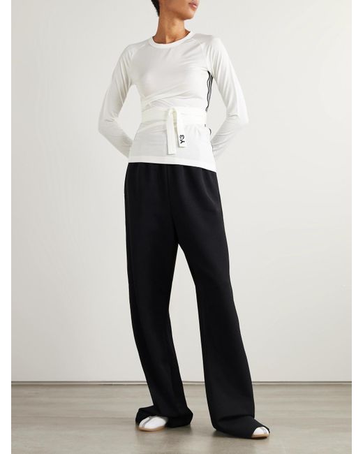 Adidas Originals White Y-3 Oberteil Aus Jersey Aus Einer Lyocell-Mischung Mit Streifen Zum Binden