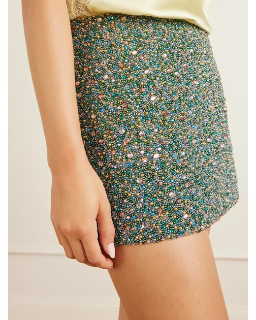 Clio Peppiatt Green Ayla Embellished Mini Skirt