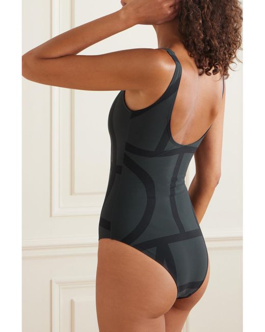 Totême Black Monogram Printed Recycled Swimsuit