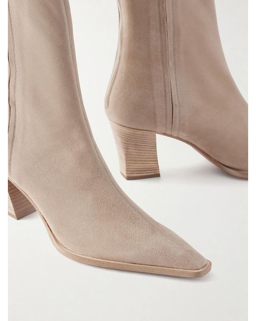 Aquazzura White Francoise 70 Suede Boots