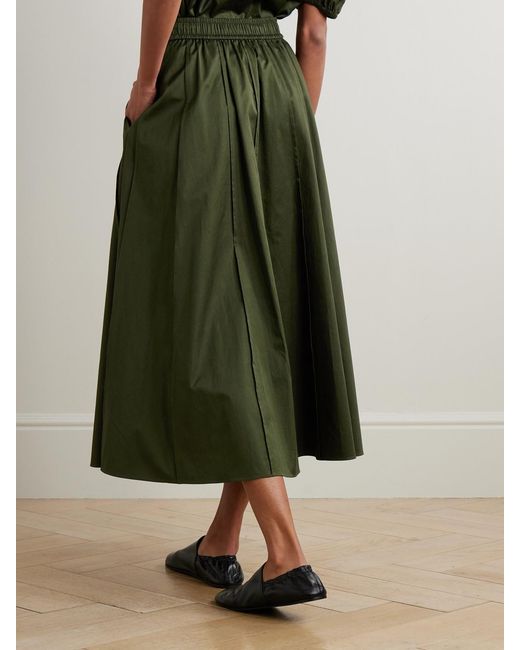 Joseph Green Manar Pleated Cotton-Sateen Midi Skirt