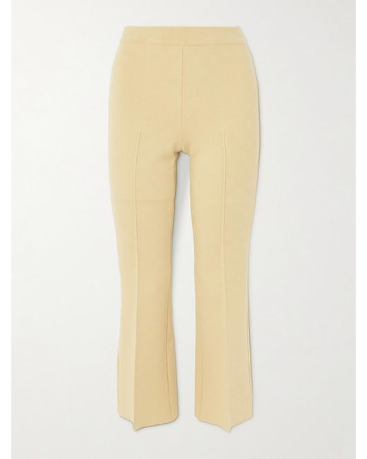 High Sport Natural Cropped Cotton-Blend Slim-Leg Pants