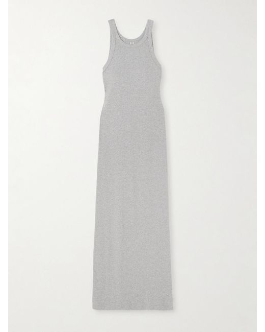 Totême  White Maxikleid Aus Geripptem Jersey Aus Einer Biobaumwollmischung