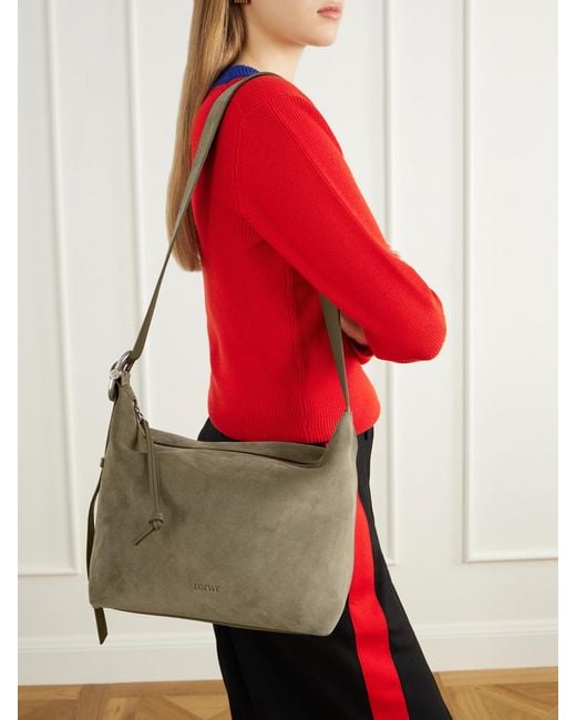 Loewe Natural Loop Medium Suede Shoulder Bag