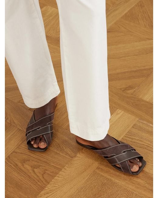 Tod's Brown Suede And Leather Slides