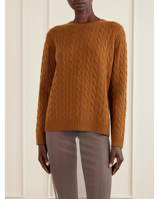 Valentino Garavani Brown Cable-Knit Cashmere Sweater