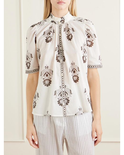 Alix Of Bohemia Natural Winnie Java Cactus Printed Cotton-Voile Shirt