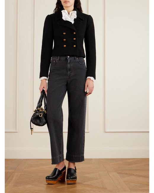 Chloé Black Double-Breasted Wool-Blend Jacket