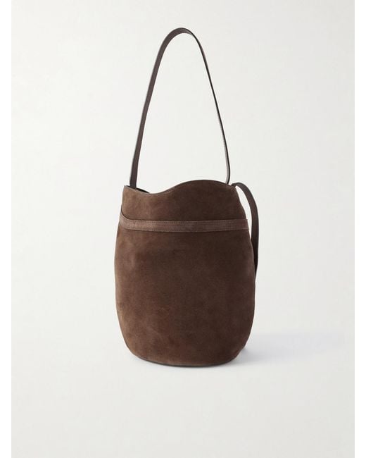 Liffner Brown Buckled Suede Bucket Bag