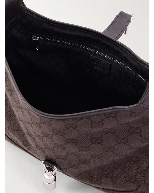 Gucci Brown Jackie 1961 Gg Supreme-Jacquard Leather-Trimmed Canvas Shoulder Bag