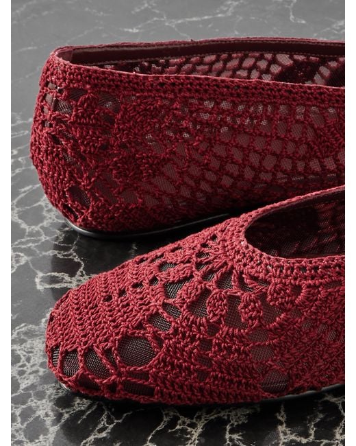 Magda Butrym Red Crocheted Ballet Flats