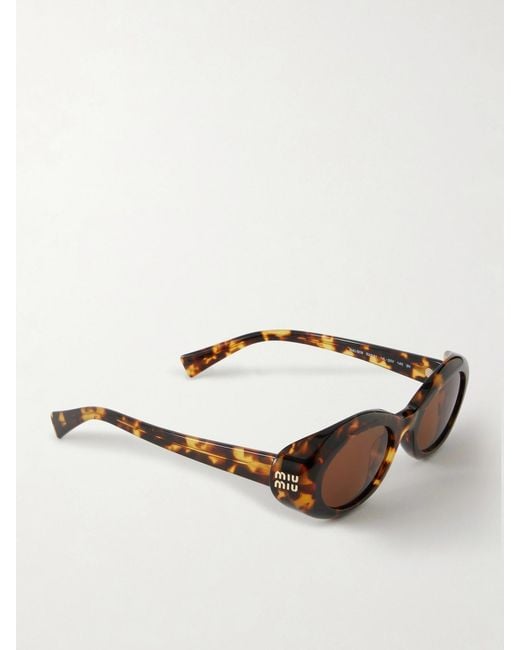 Miu Miu Brown Rounded-Frame Acetate Sunglasses