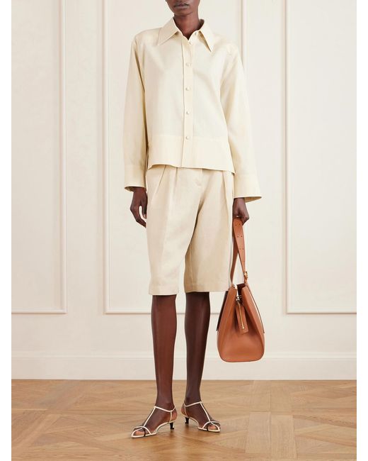 Jil Sander Natural Cropped Wool-Ripstop Shirt
