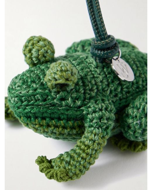 J.W. Anderson Green Frog Crocheted Cotton And Leather Bag Charm