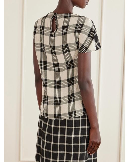 Erdem Black Crushed Window Checked Georgette Tank