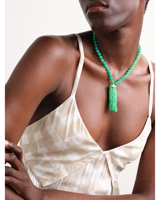 Irene Neuwirth Green Gumball Tassel 18-Karat Chrysoprase Necklace
