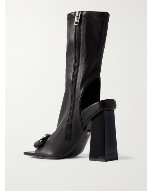 Bottines En Cuir À Ornements Gianni Ribbon Versace en coloris Black
