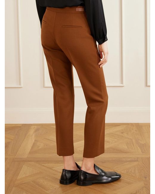 Max Mara Brown Mxmacino Wool-Blend Mid-Rise Slim-Leg Pants