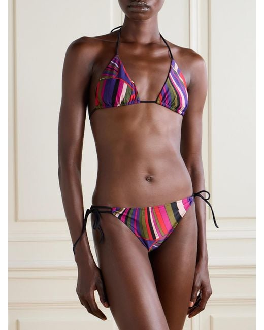Emilio Pucci Pink Printed Triangle Bikini Top