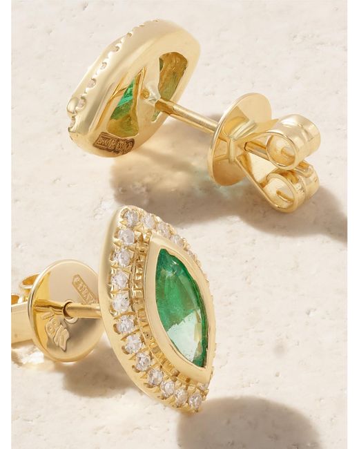 Boucles D'Oreilles En Or 18 Carats (750/1000) Émeraudes Et Diamants Halo SHAY en coloris Metallic