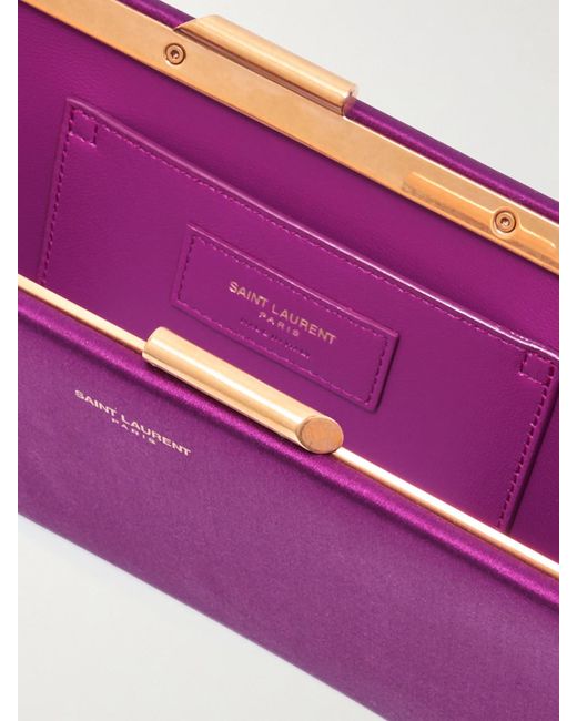 Saint Laurent Purple Midnight Small Satin Clutch