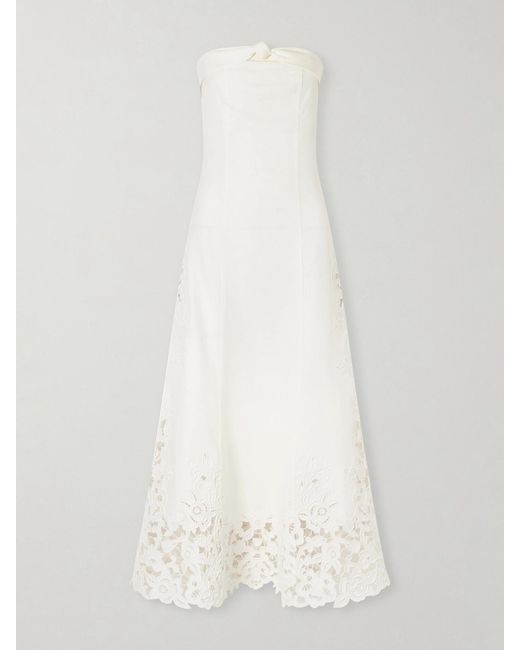 Cult Gaia White Kellan Embroidered Linen Midi Dress