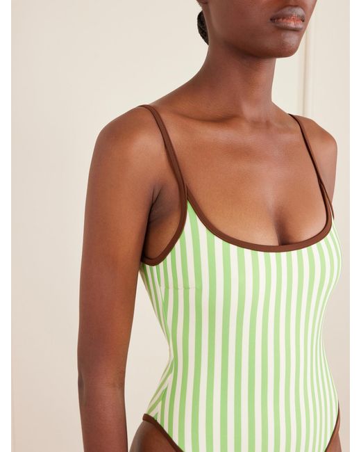 Haight Green Pipping Thidu Striped Swimsuit