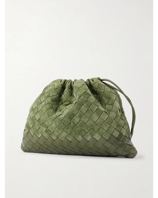 Bottega Veneta Green Dustbag Intrecciato Suede Shoulder Bag