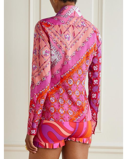 Emilio Pucci Pink Printed Cotton-Muslin Shirt