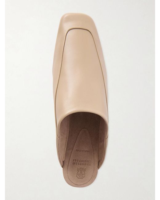 Brunello Cucinelli White Leather Slip-Ons