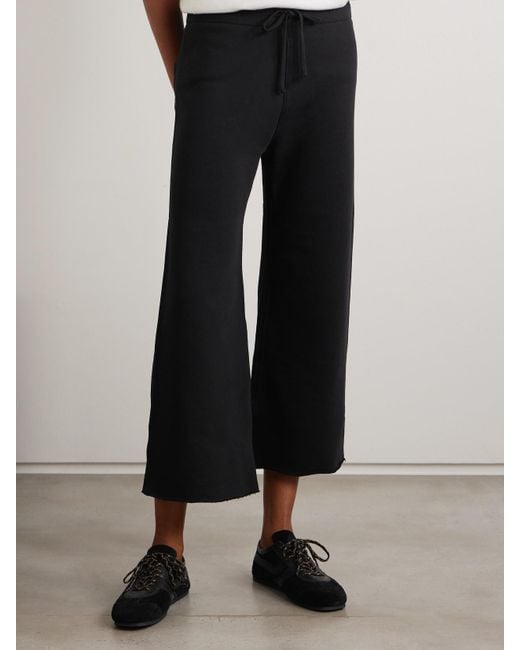 Nili Lotan Black Kiki Cropped Voile-Trimmed Cotton-Jersey Track Pants