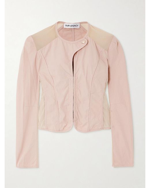 Our Legacy Pink Cropped Mesh-Trimmed Cotton-Canvas Jacket