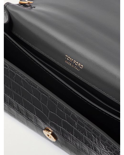 Tom Ford Black Whitney Mini Schultertasche Aus Leder Mit Krokodileffekt